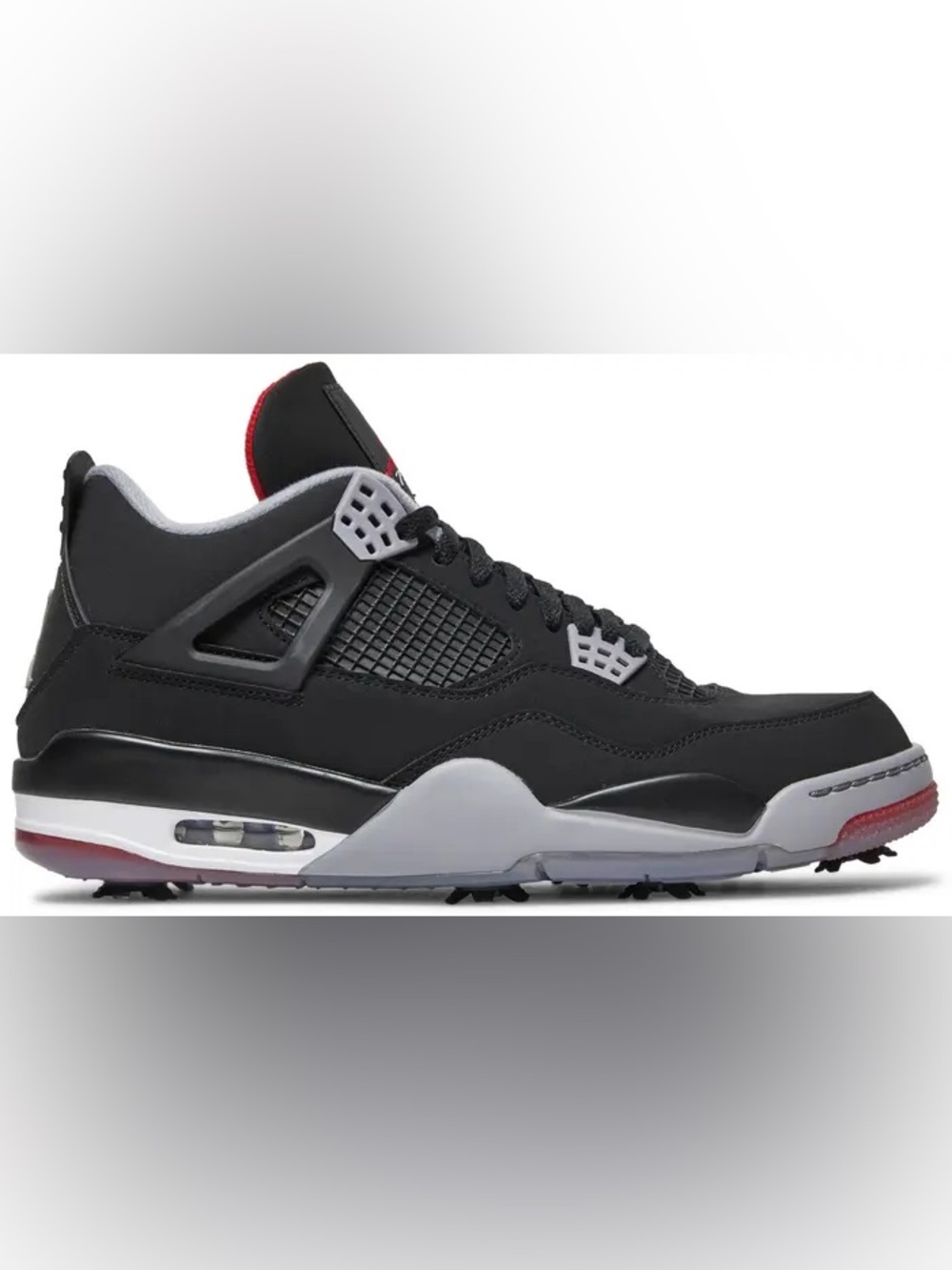 Jordan 4 Retro Golf Shoes in Black, Grey & Red 9.5